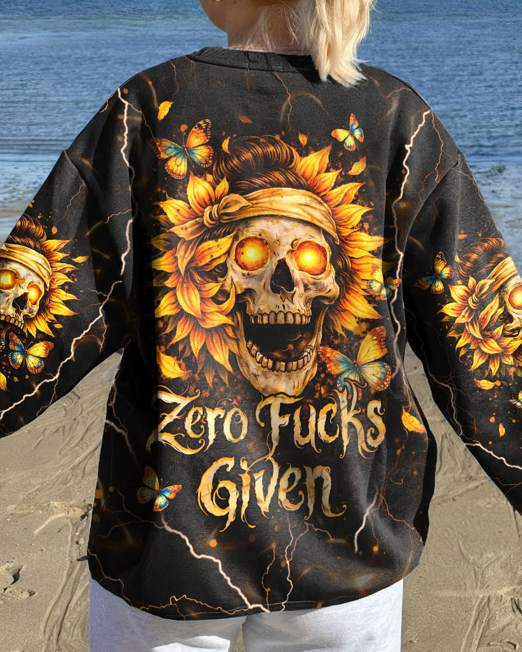 ZERO F GIVEN SUNFLOWER MESSY BUN SKULL ALL OVER PRINT  - TLHN1003262
