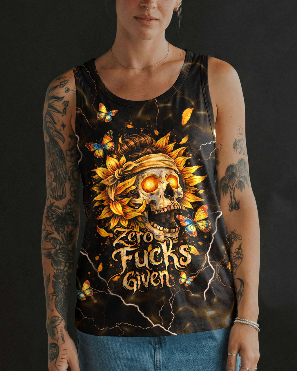 ZERO F GIVEN SUNFLOWER MESSY BUN SKULL ALL OVER PRINT  - TLHN1003262