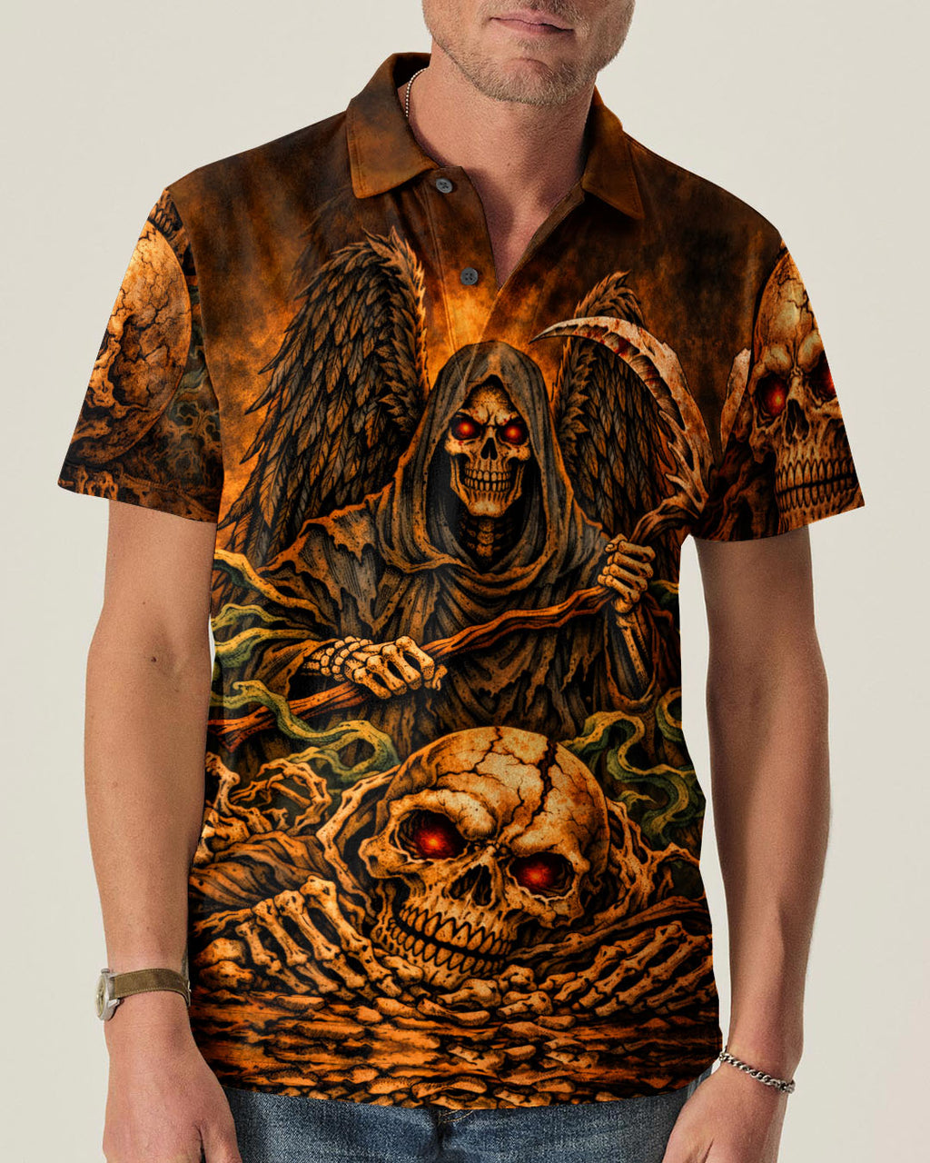 GRIM REAPER SKULL IN HELL ALL OVER PRINT  - TLHN1303262
