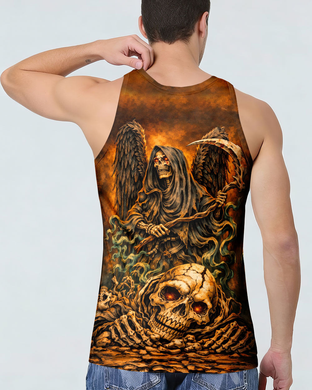 GRIM REAPER SKULL IN HELL ALL OVER PRINT  - TLHN1303262