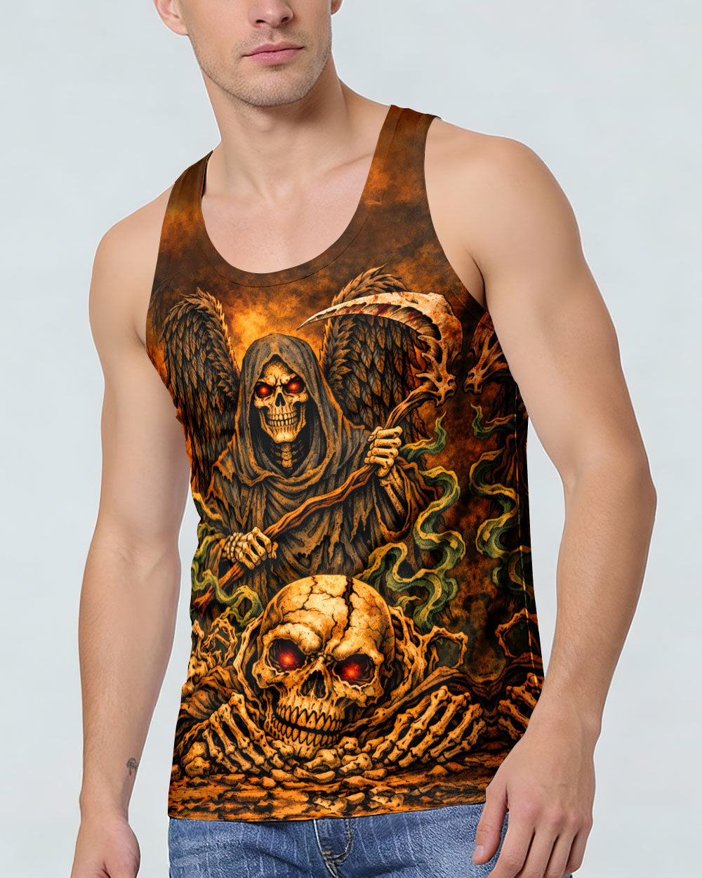 GRIM REAPER SKULL IN HELL ALL OVER PRINT  - TLHN1303262