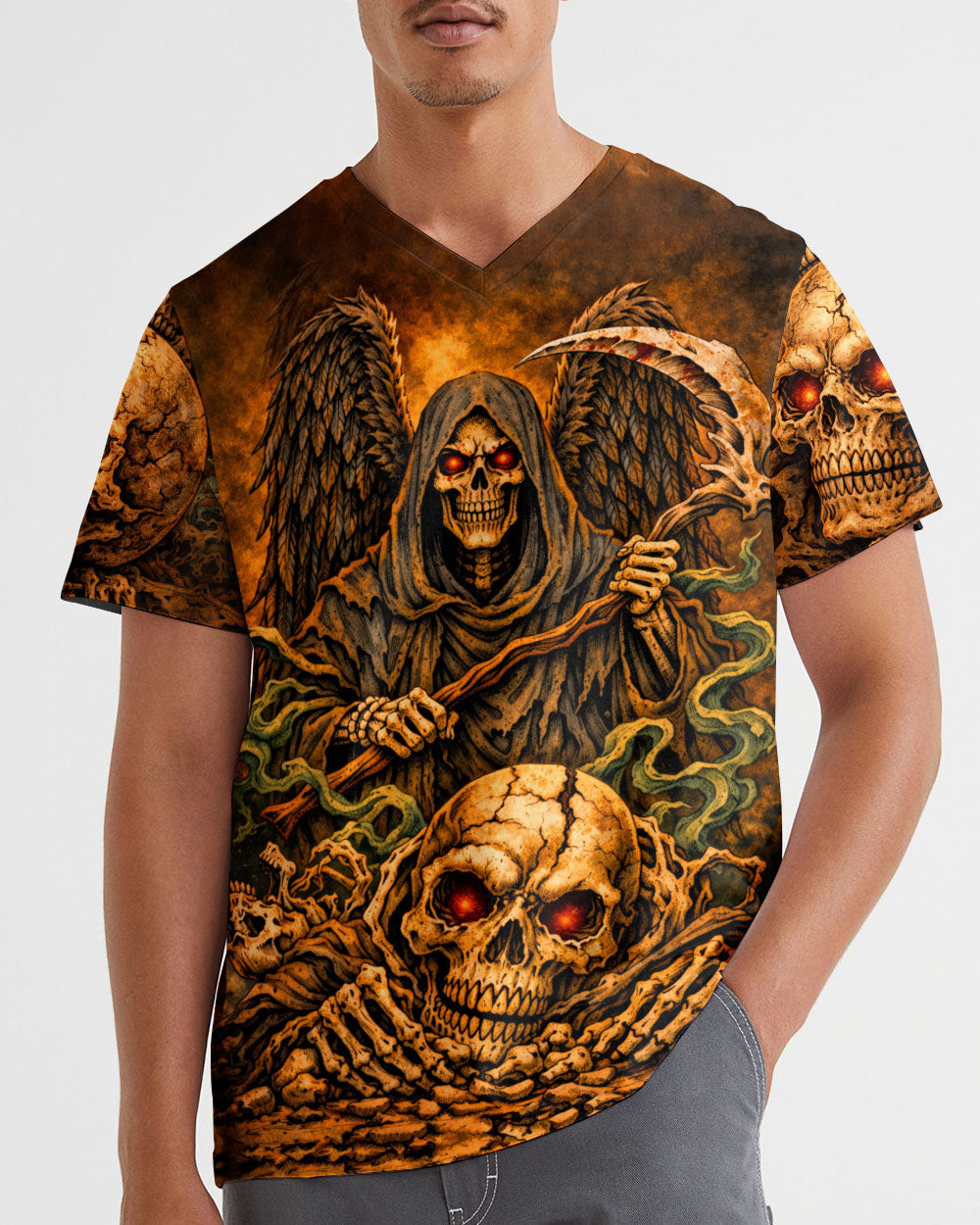 GRIM REAPER SKULL IN HELL ALL OVER PRINT  - TLHN1303262
