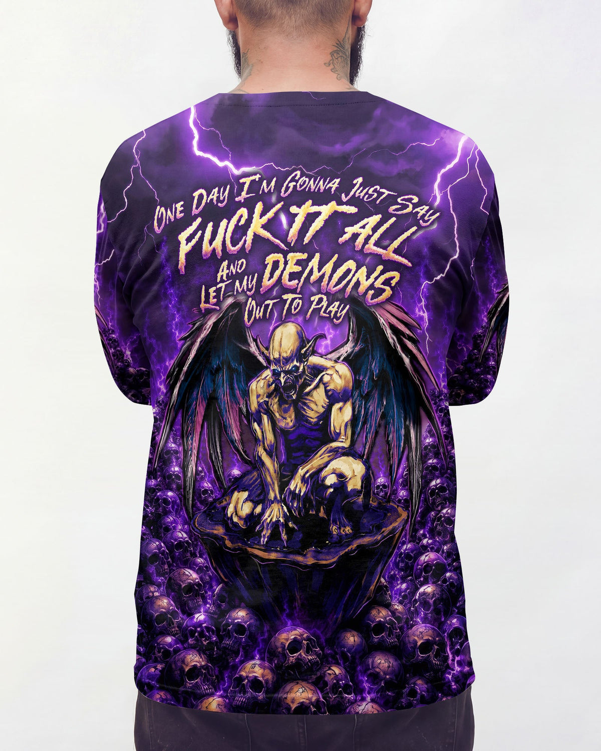 ONE DAY I'M GONNA JUST SAY DEMON SKULL WINGS ALL OVER PRINT - TLNO2005261