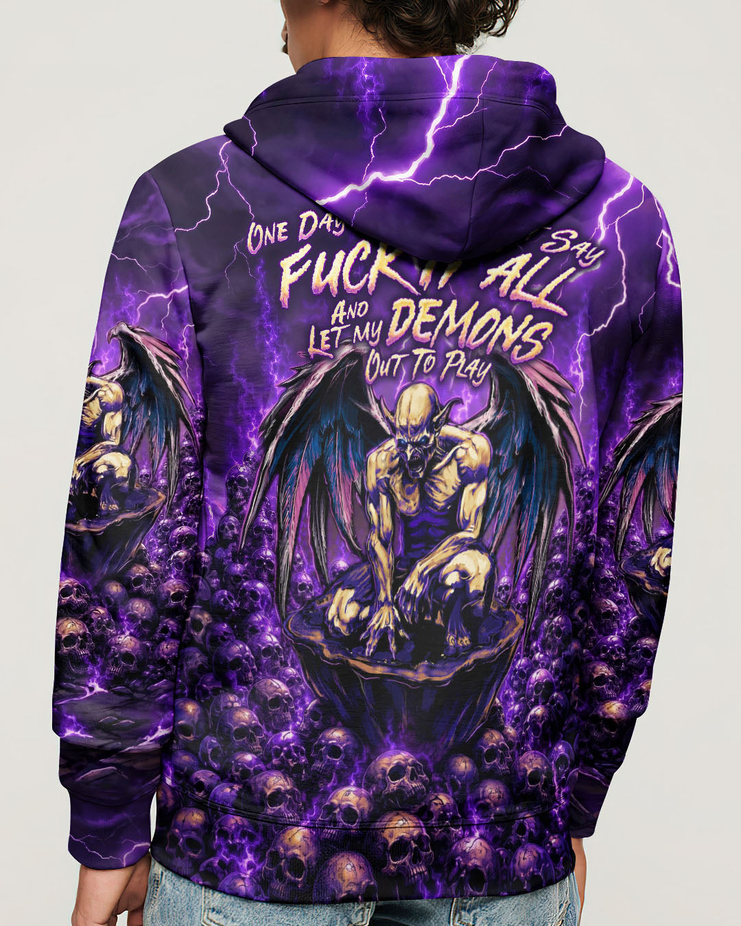 ONE DAY I'M GONNA JUST SAY DEMON SKULL WINGS ALL OVER PRINT - TLNO2005261