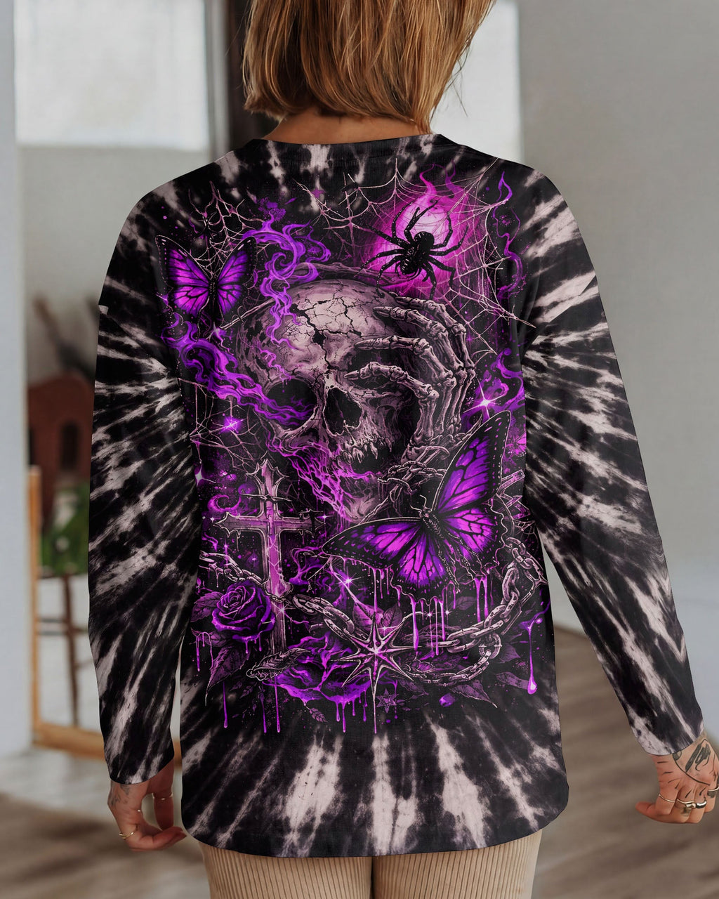SKULL BUTTERFLY SWIRL  ALL OVER PRINT - TLNT0104261
