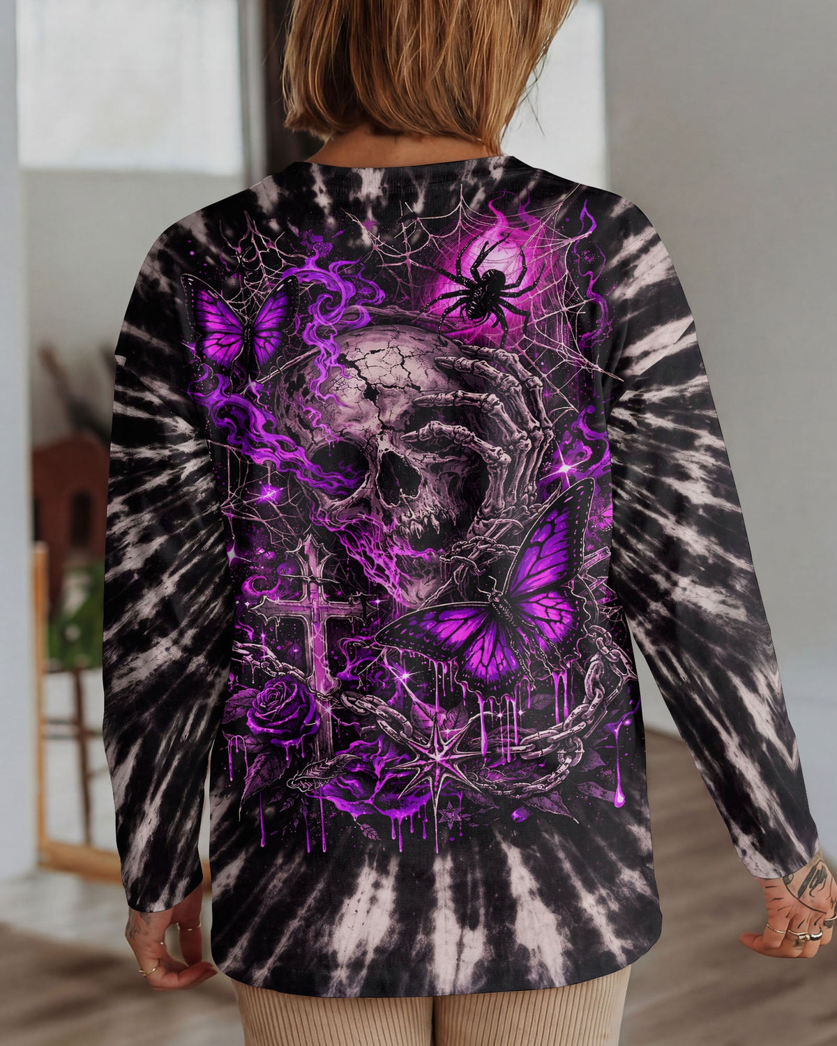SKULL BUTTERFLY SWIRL  ALL OVER PRINT - TLNT0104261