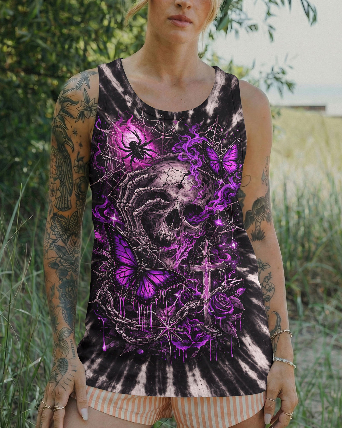 SKULL BUTTERFLY SWIRL  ALL OVER PRINT - TLNT0104261