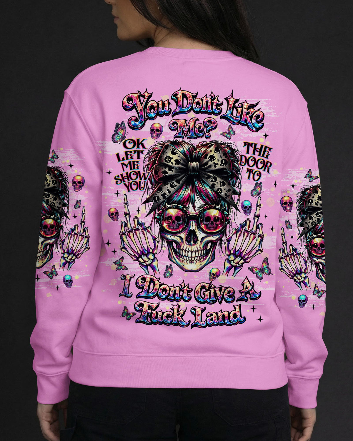 YOU DON'T LIKE ME MESSY BUN SKULL  ALL OVER PRINT  - TLNT1004261