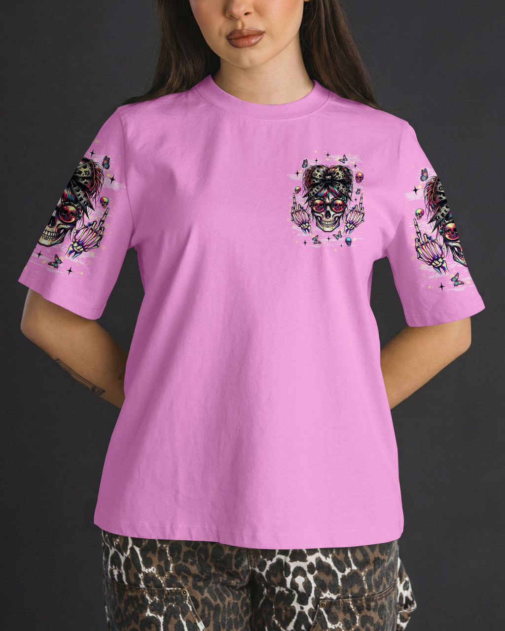 YOU DON'T LIKE ME MESSY BUN SKULL  ALL OVER PRINT  - TLNT1004261