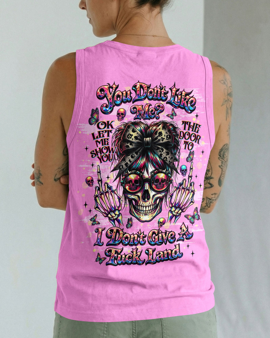 YOU DON'T LIKE ME MESSY BUN SKULL  ALL OVER PRINT  - TLNT1004261