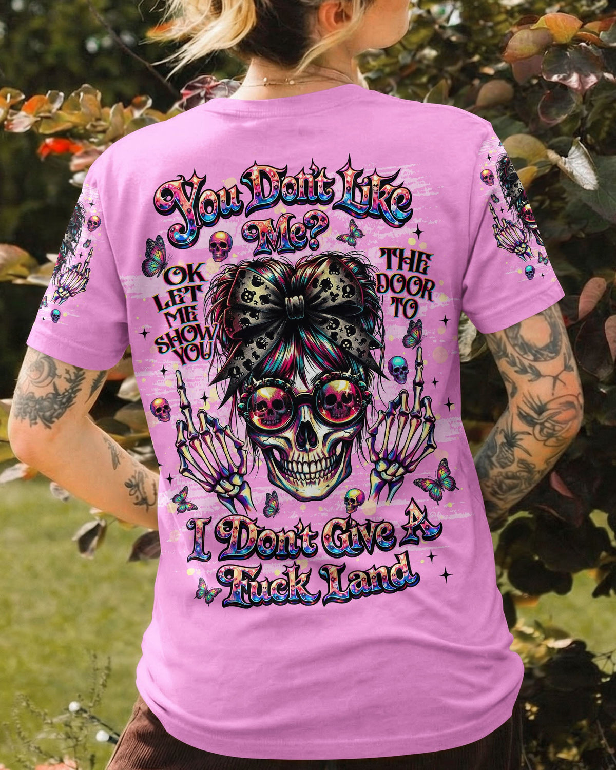 YOU DON'T LIKE ME MESSY BUN SKULL  ALL OVER PRINT  - TLNT1004261