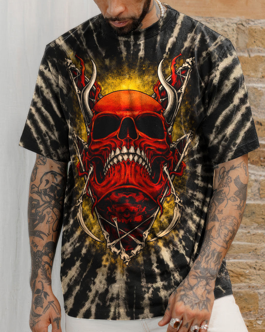 RED DEMON SKULL SWIRL ALL OVER PRINT  - TLTW0704261