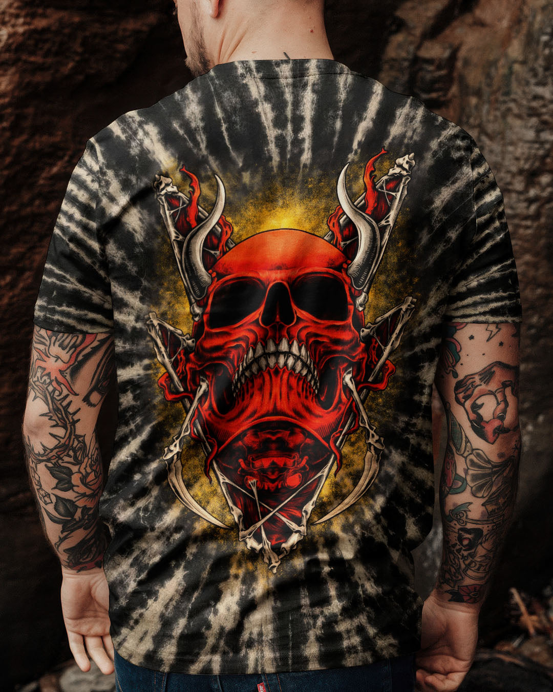 RED DEMON SKULL SWIRL ALL OVER PRINT  - TLTW0704261