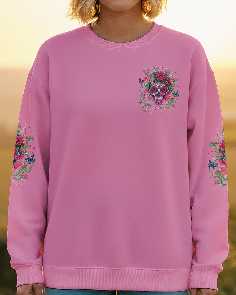 I AM A SWEET GIRL FLOWER SKULL ALL OVER PRINT - YHHG1201261