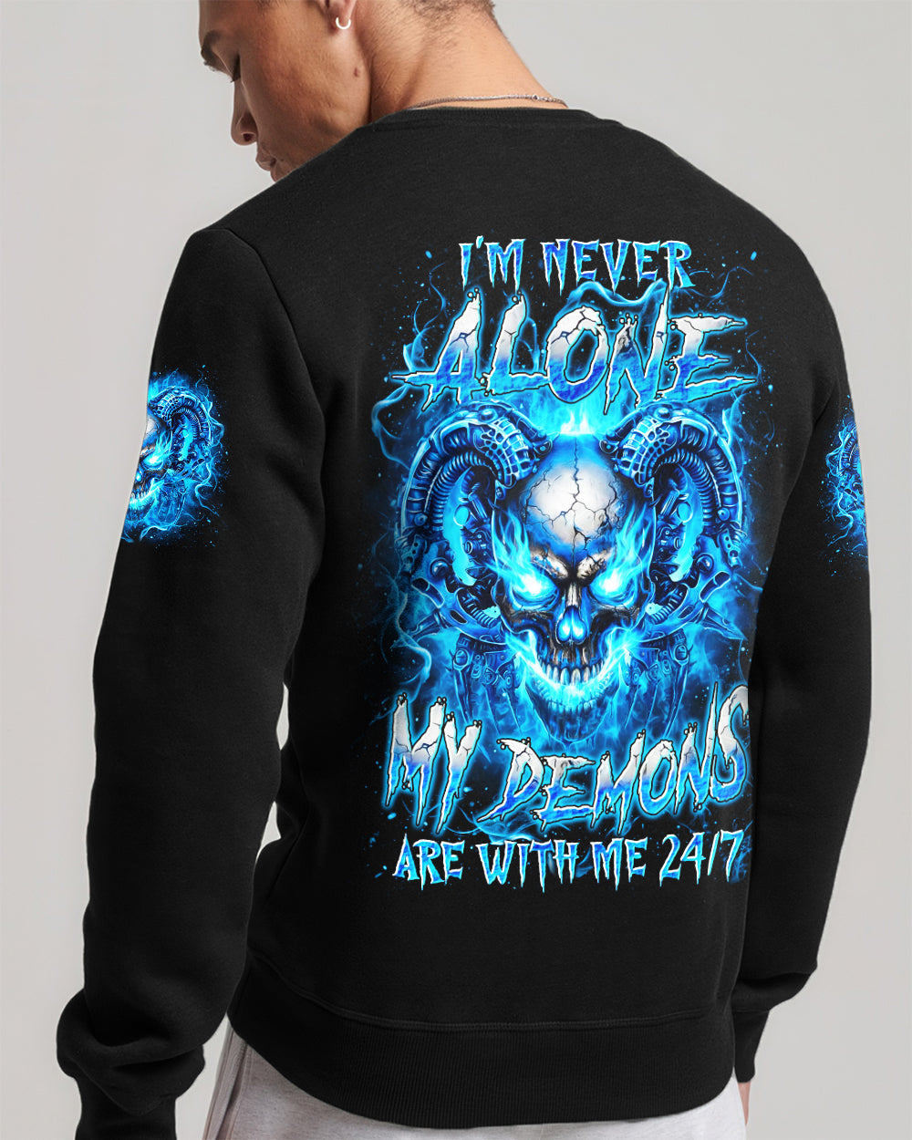 I'M NEVER ALONE BLUE SKULL DEMON ALL OVER PRINT - YHLN1201263