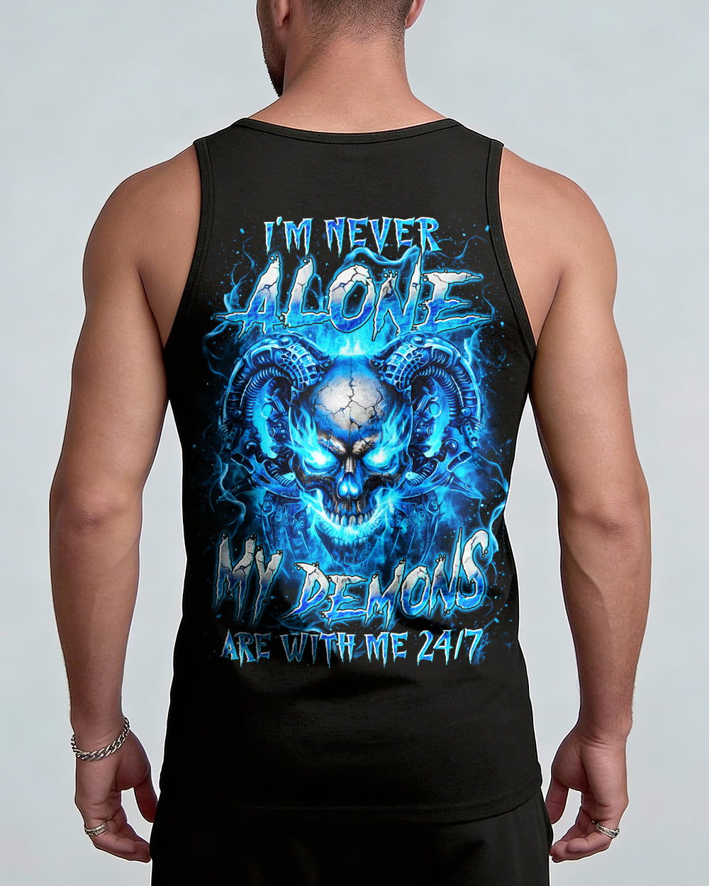 I'M NEVER ALONE BLUE SKULL DEMON ALL OVER PRINT - YHLN1201263