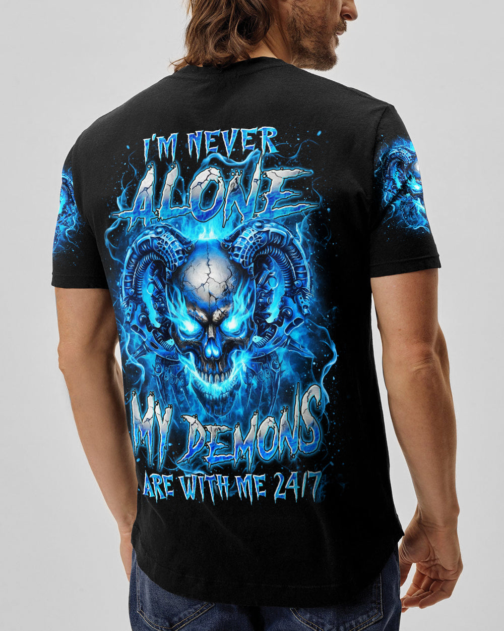 I'M NEVER ALONE BLUE SKULL DEMON ALL OVER PRINT - YHLN1201263