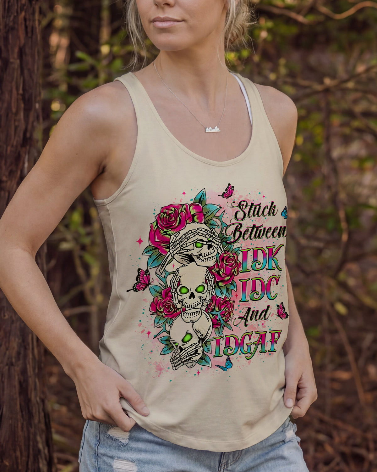 STUCK BETWEEN IDK IDC AND IDGAF SKULL ALL OVER PRINT - YHLT1401263