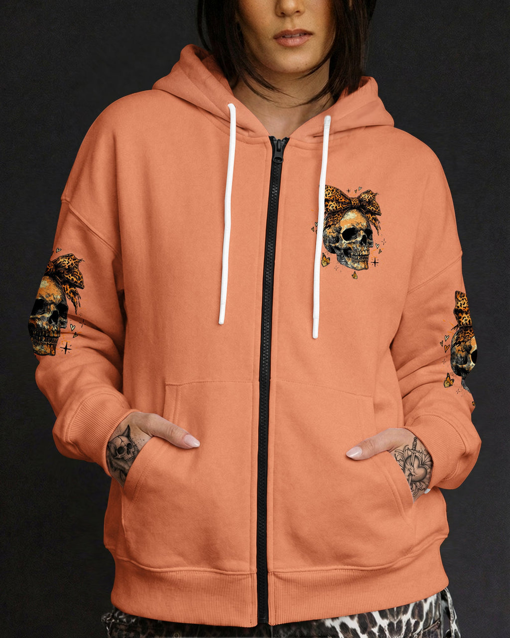 CUTE AS HELL MESSY BUN LEOPARD SKULL ALL OVER PRINT - TLTW3103262