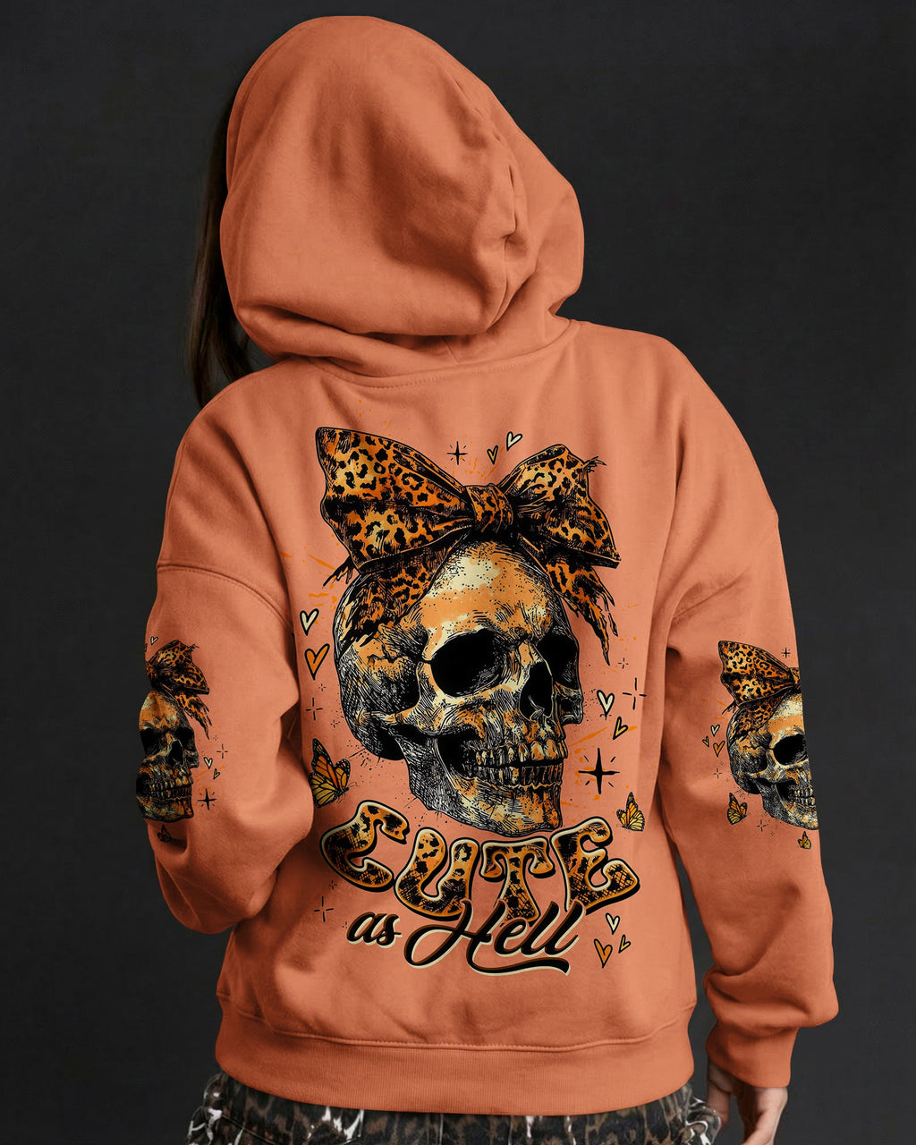 CUTE AS HELL MESSY BUN LEOPARD SKULL ALL OVER PRINT - TLTW3103262